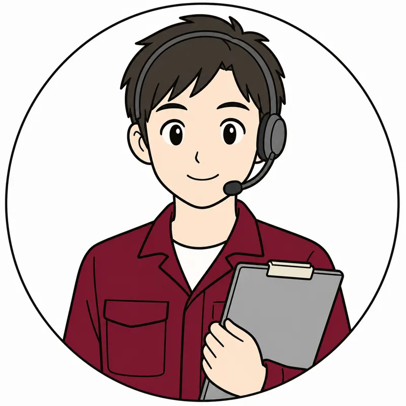 種類、本数、保管場所、訪問地域を確認する査定員のイラスト