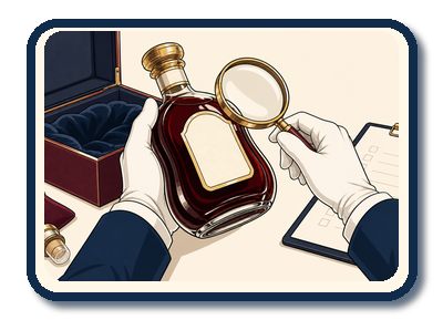 酒瓶の確認項目を説明するイメージ